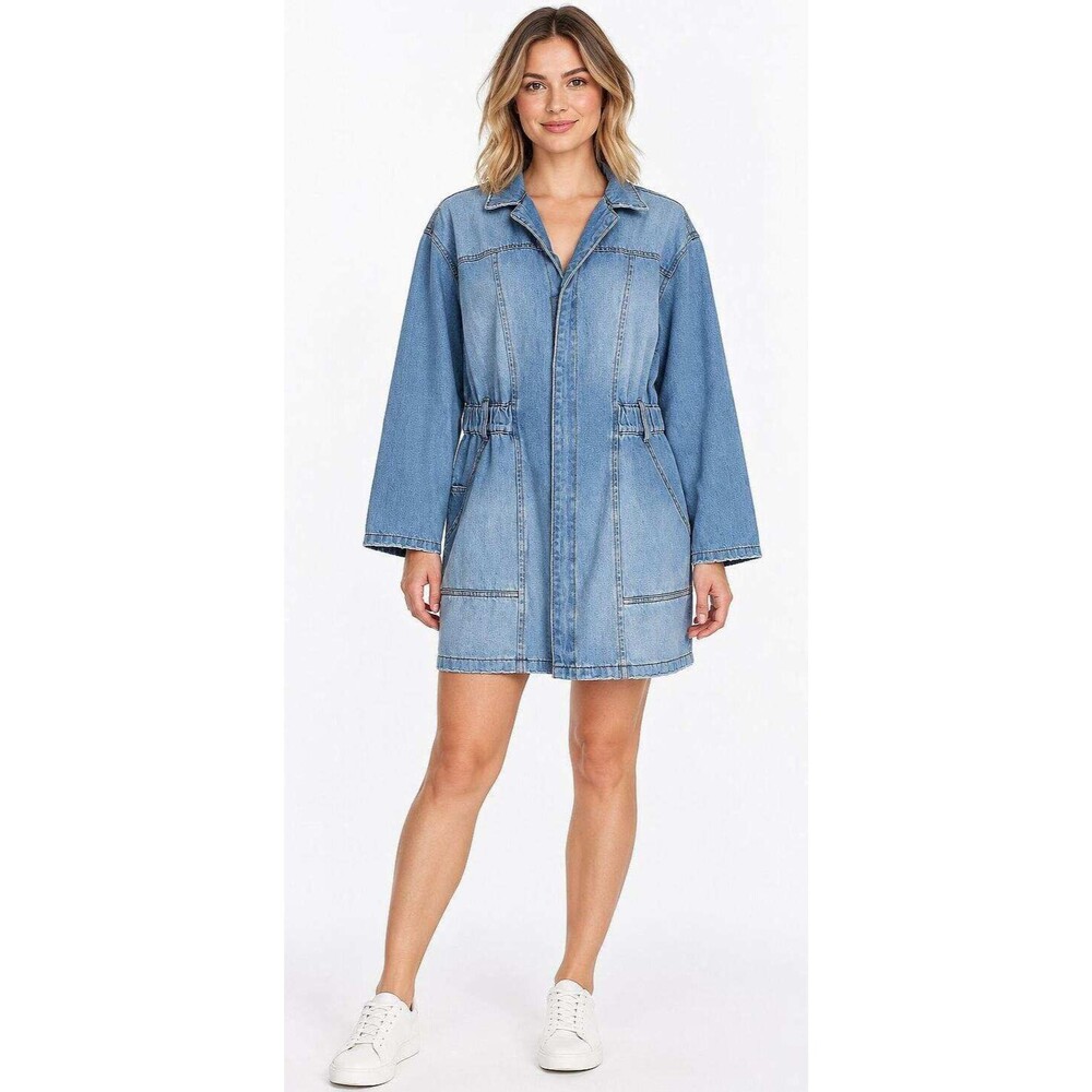 Universal Thread 14 Light Wash Zip Front Front Pockets Denim Jean Dress NWT
